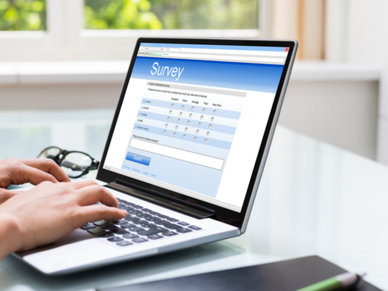 computer screen with survey on it (sending out surveys)