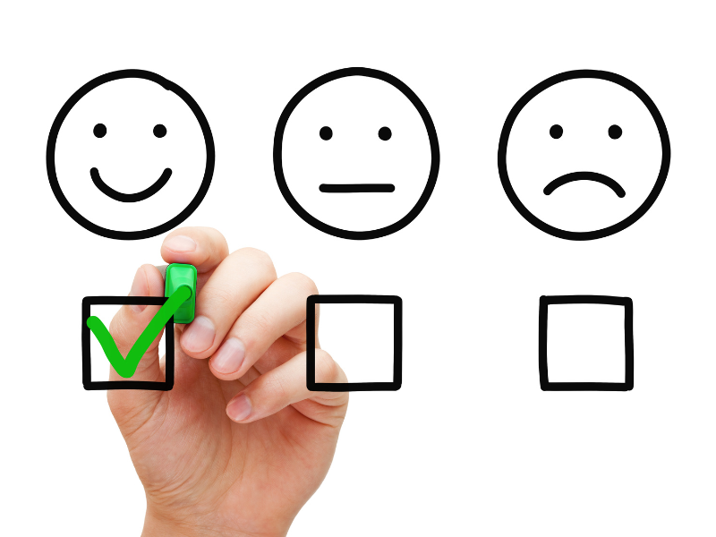 image of three smiley faces varying in emotions (survey mistakes)