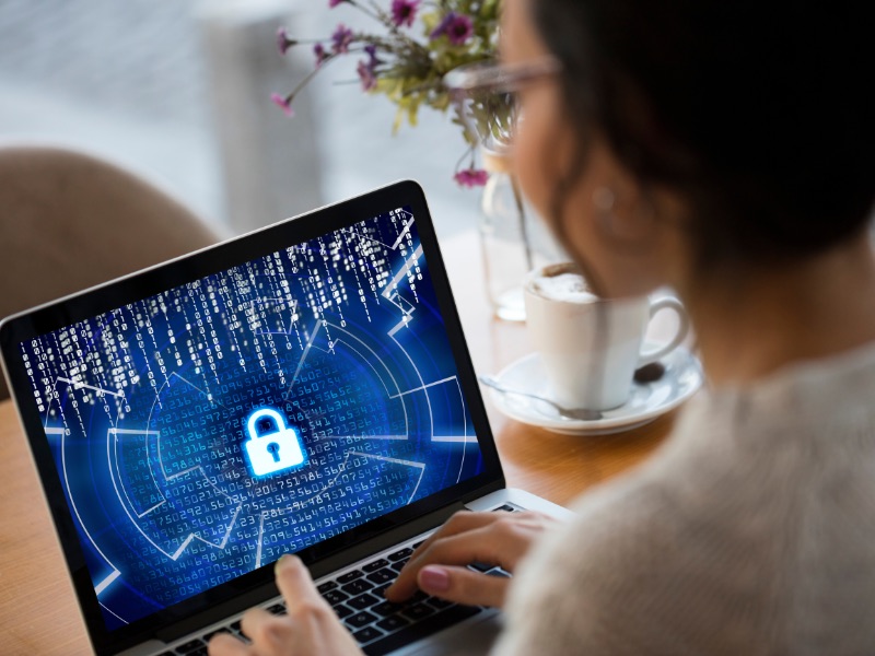lock and code on computer screen: survey security